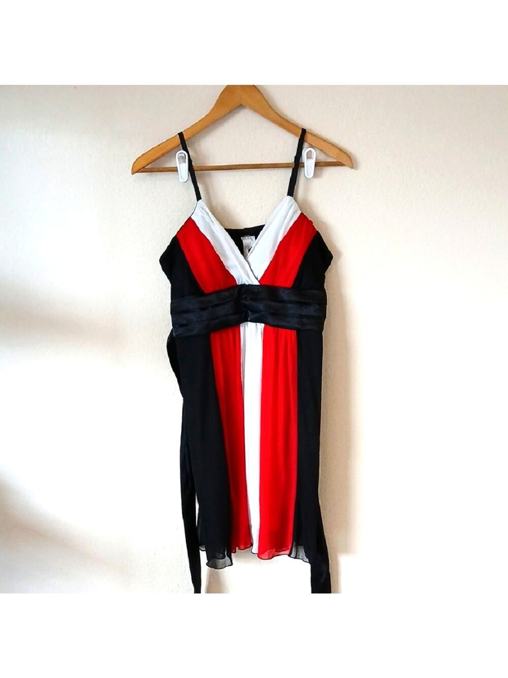 Vintage Y2K Frederick's Of Hollywood Chiffon Satin Black Red And White Dress